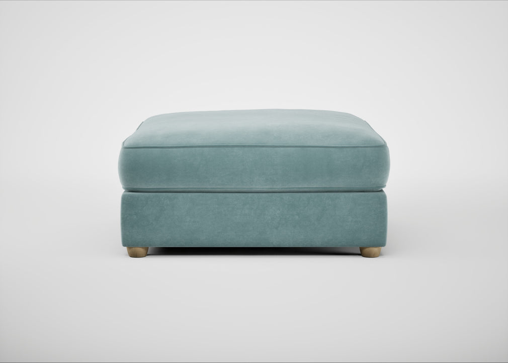 Tailor Square Footstool Smart Luxe Velvet Mineral Blue / Natural