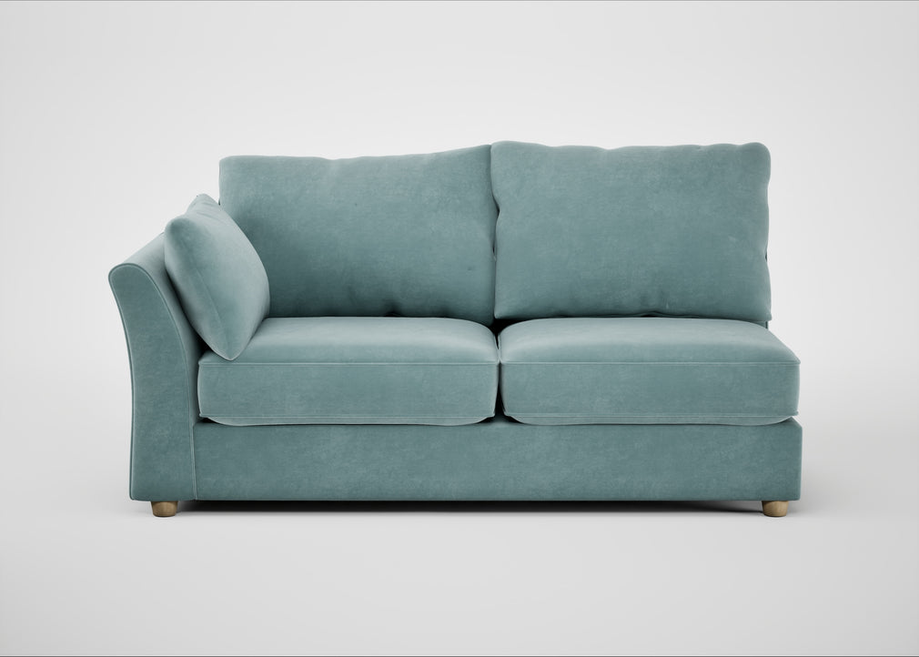 Tailor Large Left Hand Facing Corner Sofa Smart Luxe Velvet Mineral Blue / Natural