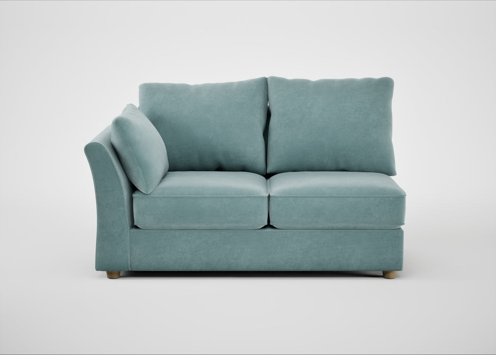Tailor Medium Left Hand Facing Corner Unit Smart Luxe Velvet Mineral Blue / Natural