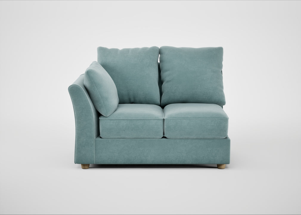 Tailor Double Left Hand Facing Corner Unit Smart Luxe Velvet Mineral Blue / Natural