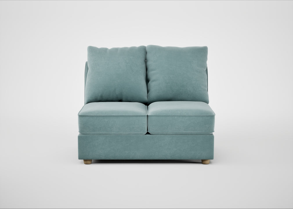 Tailor Double Armless Unit Smart Luxe Velvet Mineral Blue / Natural