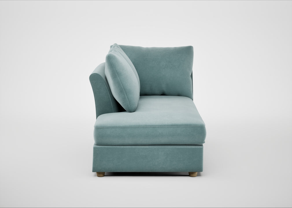 Tailor Left Hand Facing Chaise Unit Smart Luxe Velvet Mineral Blue / Natural
