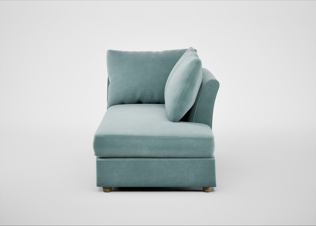 Tailor Right Hand Facing Chaise Unit Smart Luxe Velvet Mineral Blue / Natural