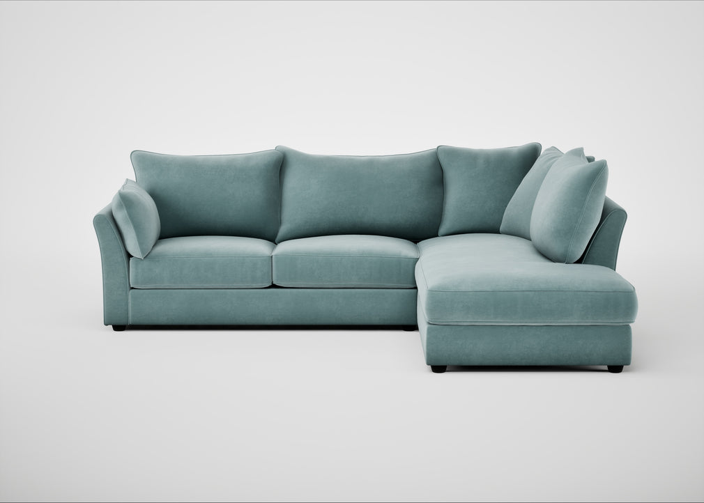 Tailor Right Hand Facing Corner Sofa Smart Luxe Velvet Mineral Blue / Black
