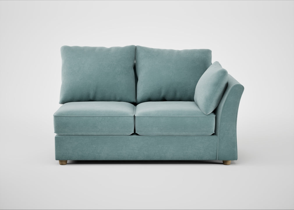 Tailor Medium Right Hand Facing Corner Unit Smart Luxe Velvet Mineral Blue / Natural