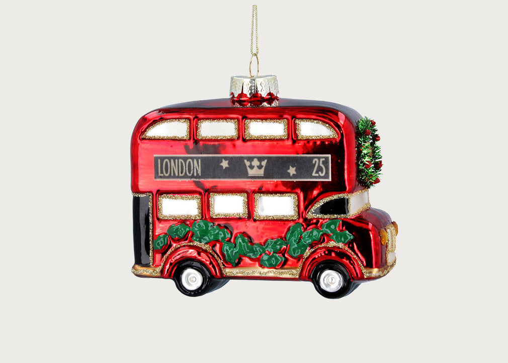 Glass London Bus with Garland Decoration