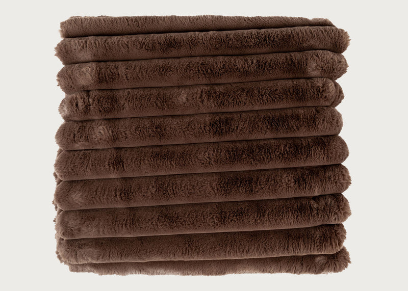 Chunky Cord Faux Fur Throw Mocha