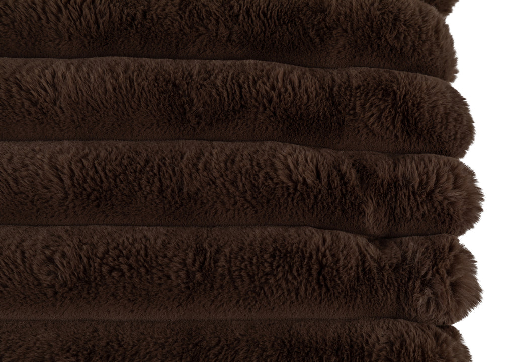 Chunky Cord Faux Fur Throw Mocha