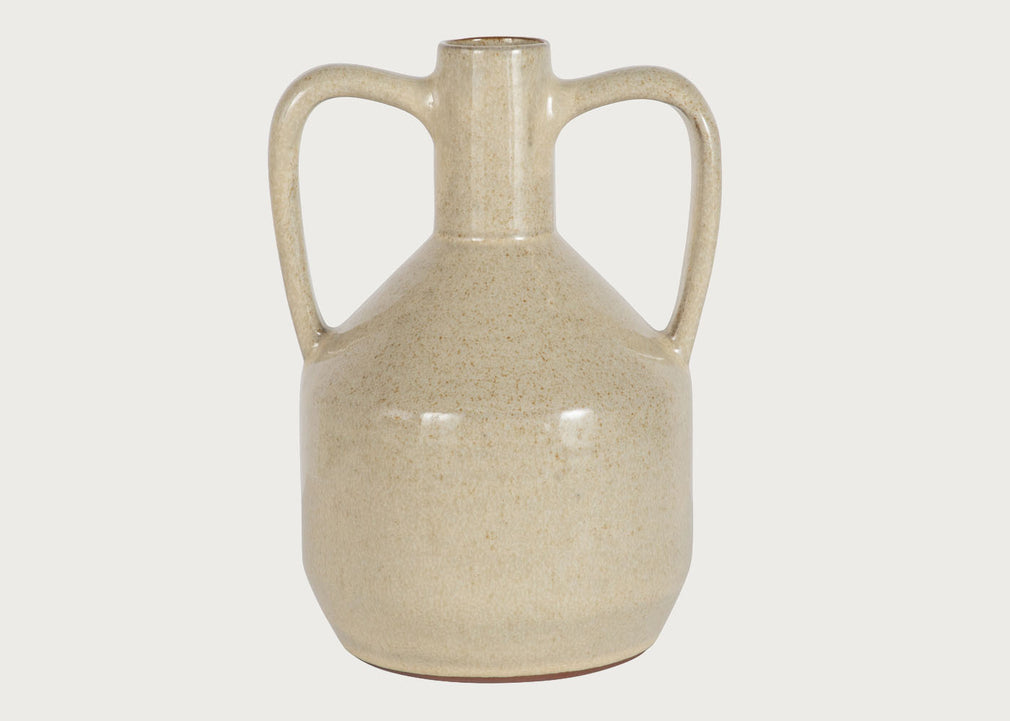 Terracotta Vase Cream with Handles
