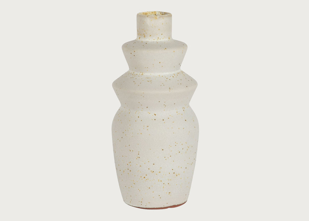Terracotta Geo Vase White