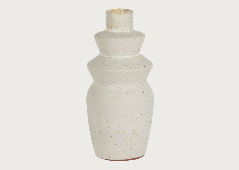 Terracotta Geo Vase White