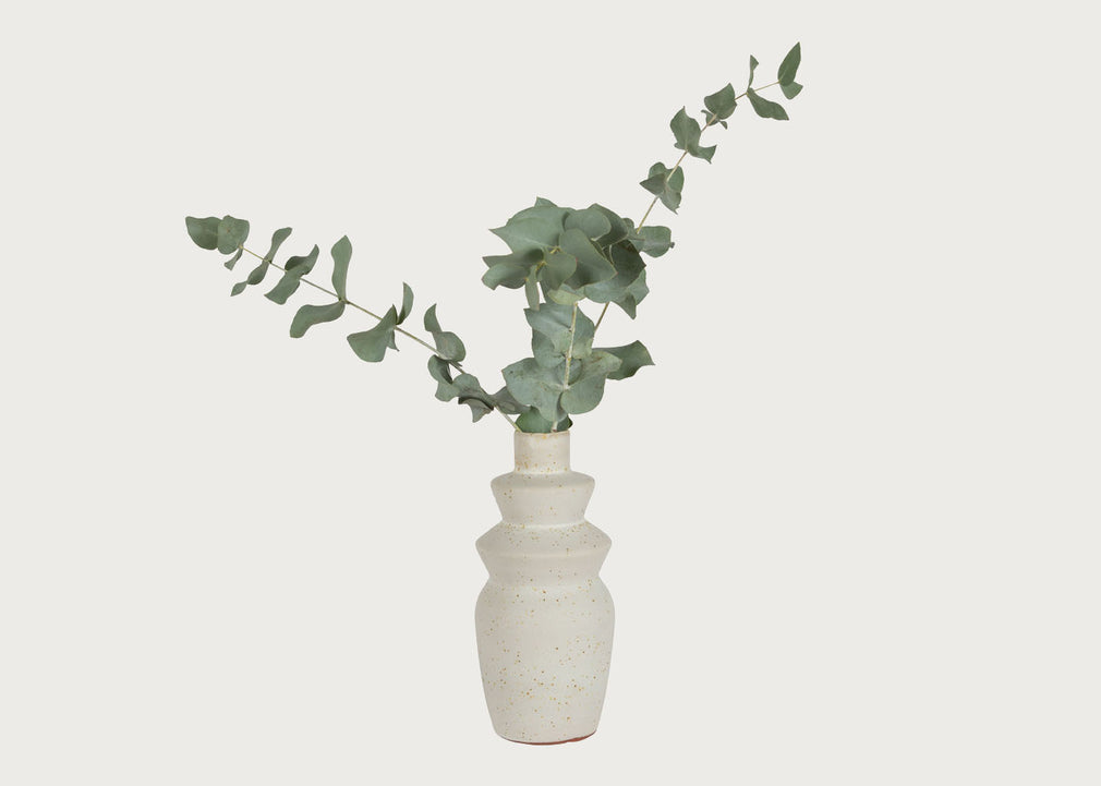 Terracotta Geo Vase White