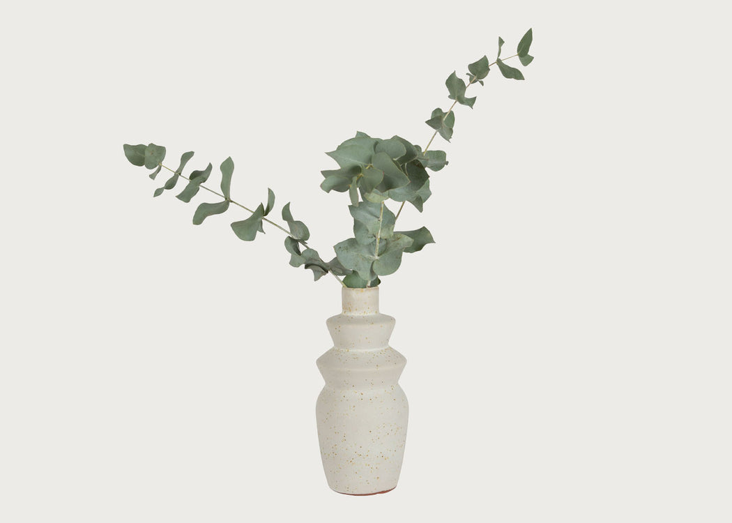 Terracotta Geo Vase White
