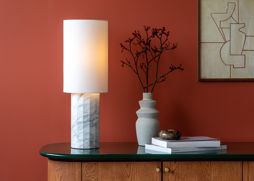 Terracotta Geo Vase White