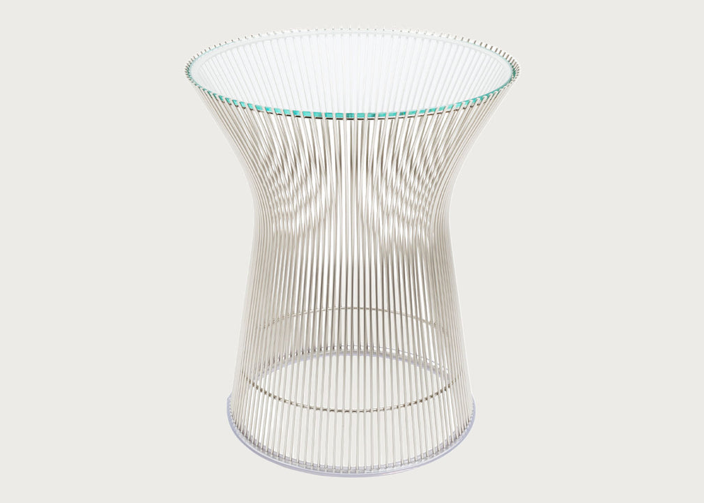 Platner Side Table in Polished Nickel and Clear Glass