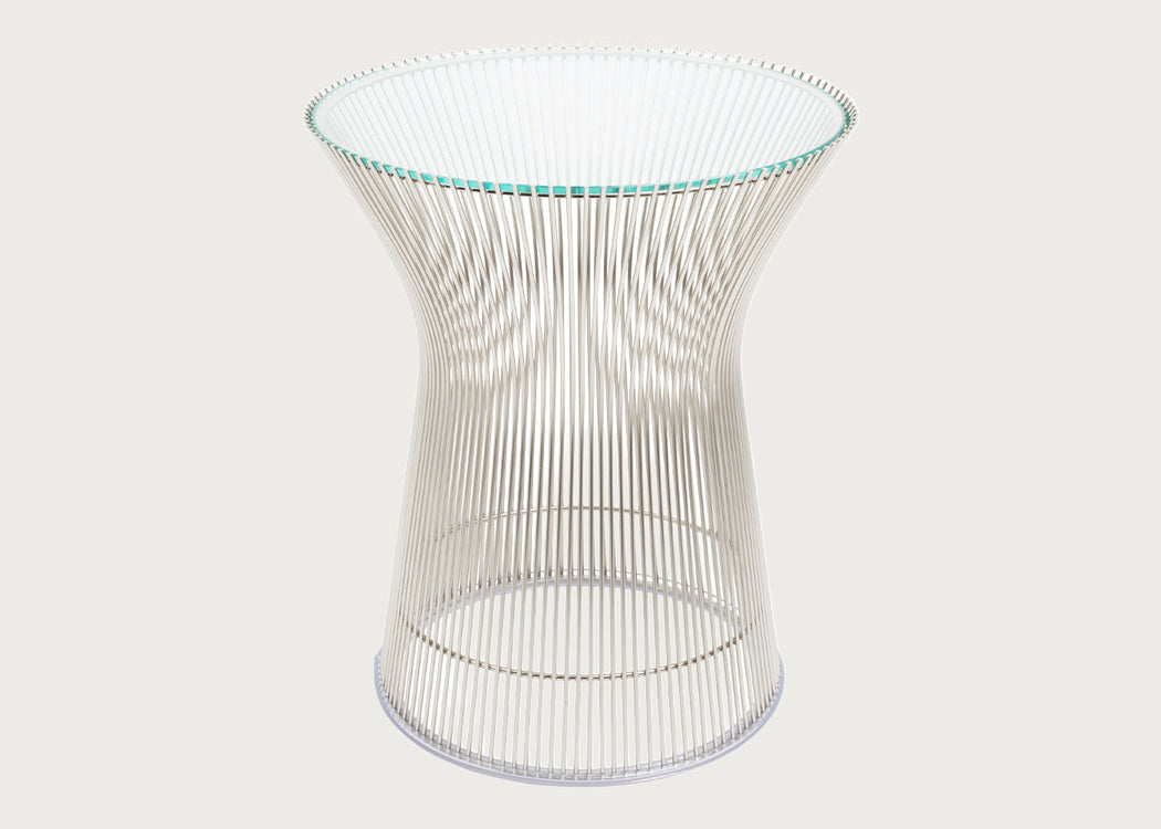 Platner Side Table in Polished Nickel and Clear Glass