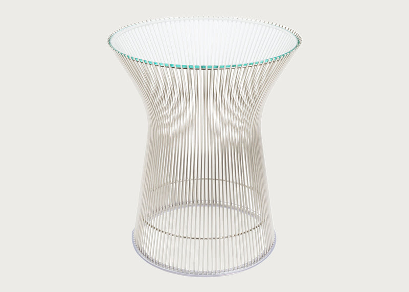 Platner Side Table in Polished Nickel and Clear Glass