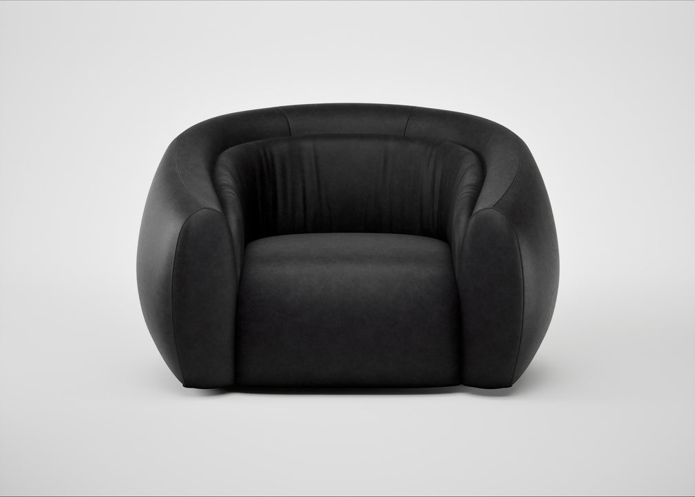 Flora Loveseat Leather Grain Graphite 063