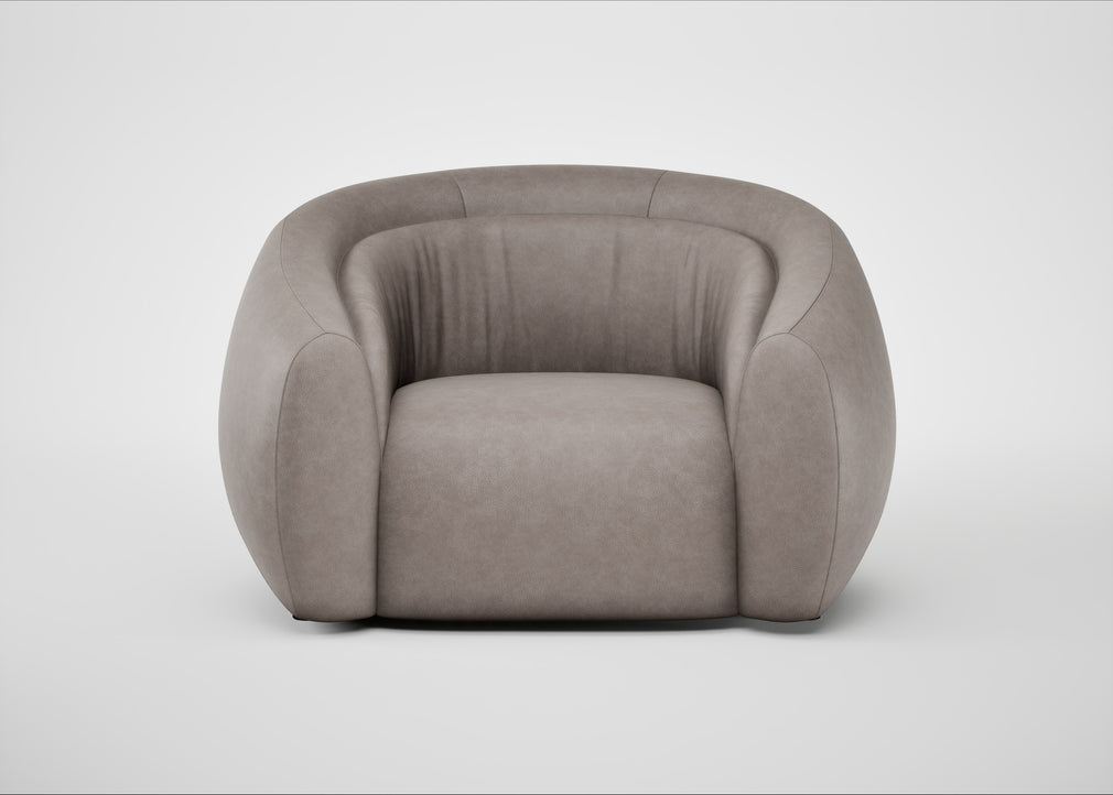 Flora Loveseat Leather Grain Light Grey 060