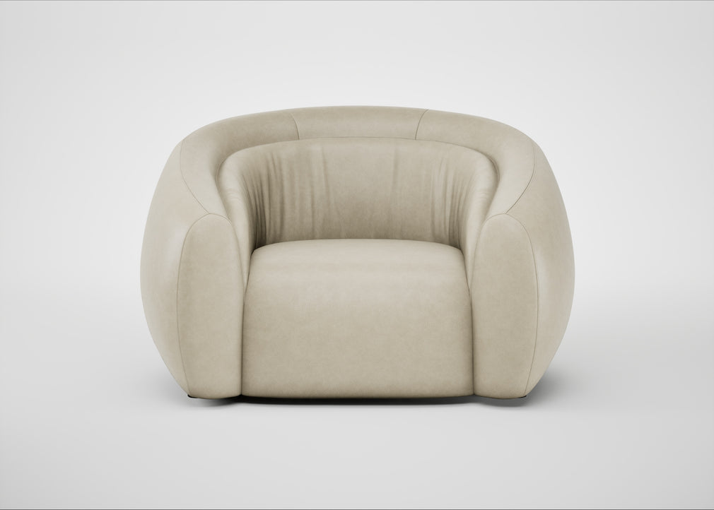 Flora Loveseat Leather Grain Storm 006