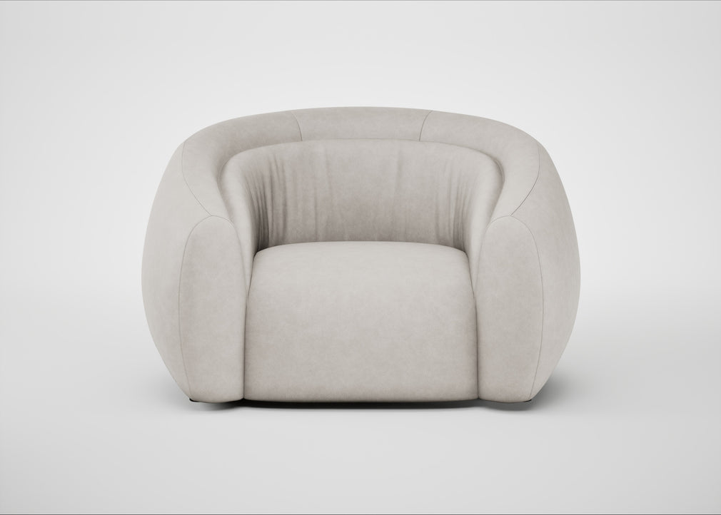 Flora Loveseat Leather Grain White 000