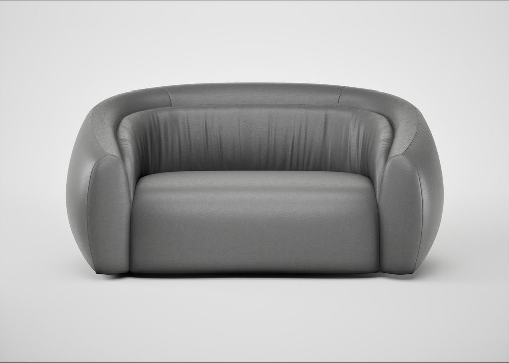 Flora 2 Seater Sofa Daino Leather Steel