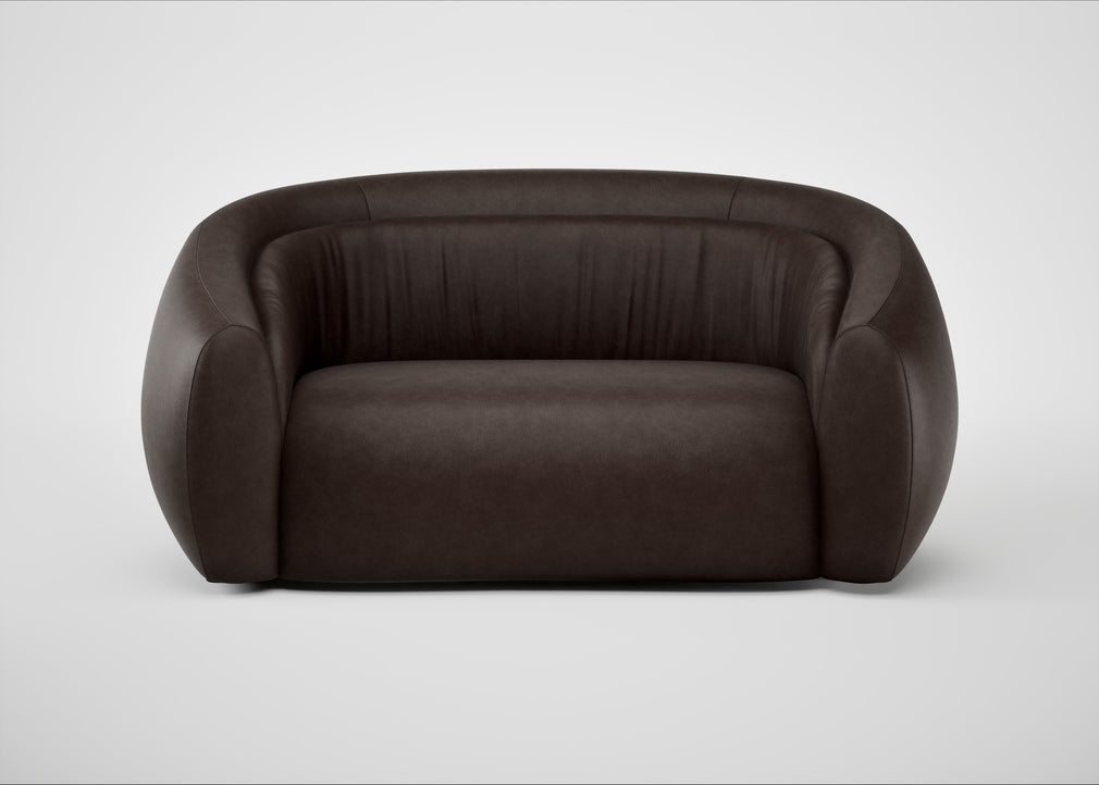 Flora 2 Seater Sofa Leather Grain Chocolate 066