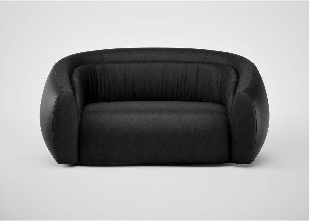 Flora 2 Seater Sofa Leather Grain Graphite 063
