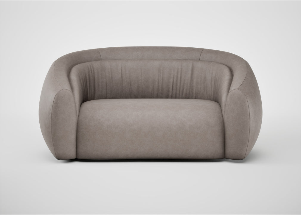 Flora 2 Seater Sofa Leather Grain Light Grey 060