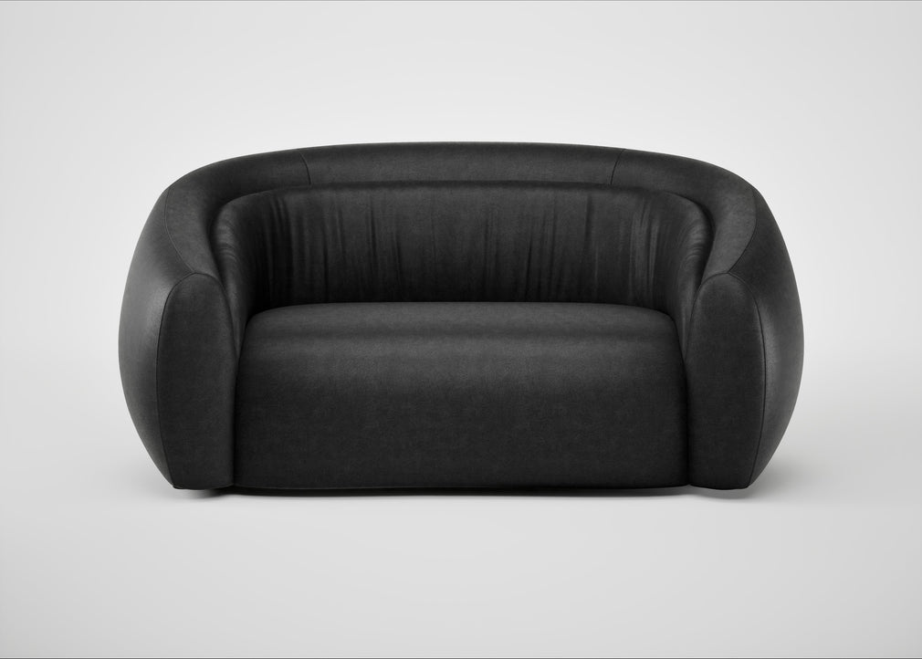 Flora 2 Seater Sofa Linea Leather Black 622