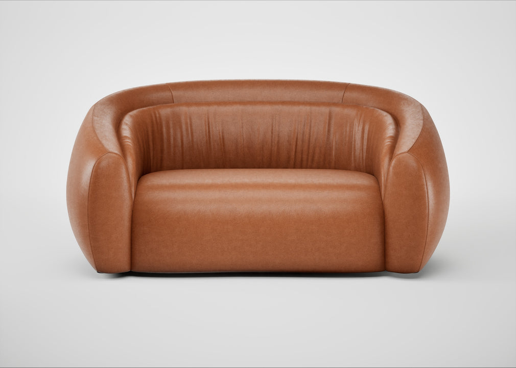 Flora 2 Seater Sofa Linea Leather Brown 680