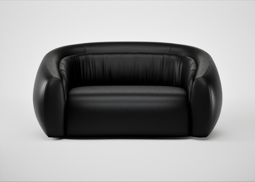Flora 2 Seater Sofa Leather Stonewash Black 263