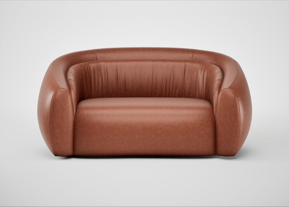Flora 2 Seater Sofa Leather Stonewash Light Brown 274