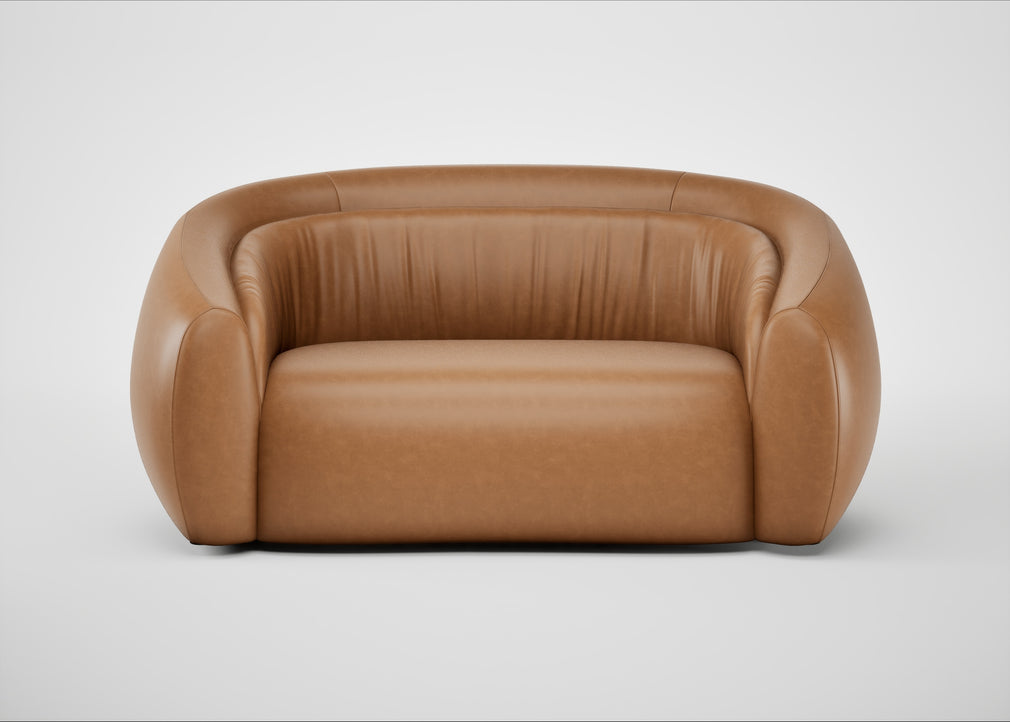 Flora 2 Seater Sofa Leather Stonewash Toffee 277