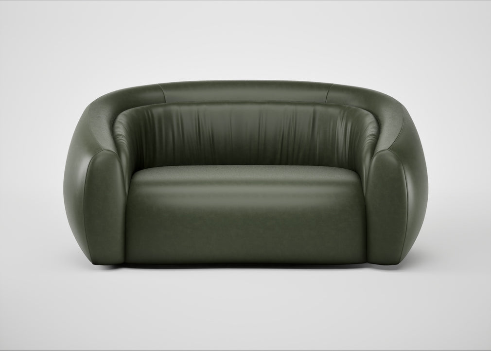 Flora 2 Seater Sofa Leather Stonewash Vintage Green 278
