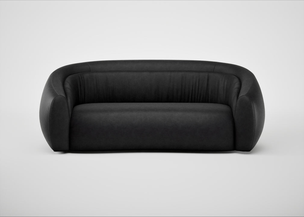 Flora 3 Seater Sofa Leather Grain Graphite 063