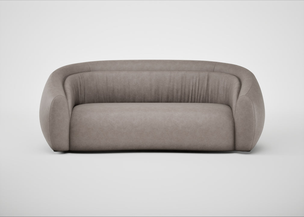 Flora 3 Seater Sofa Leather Grain Light Grey 060