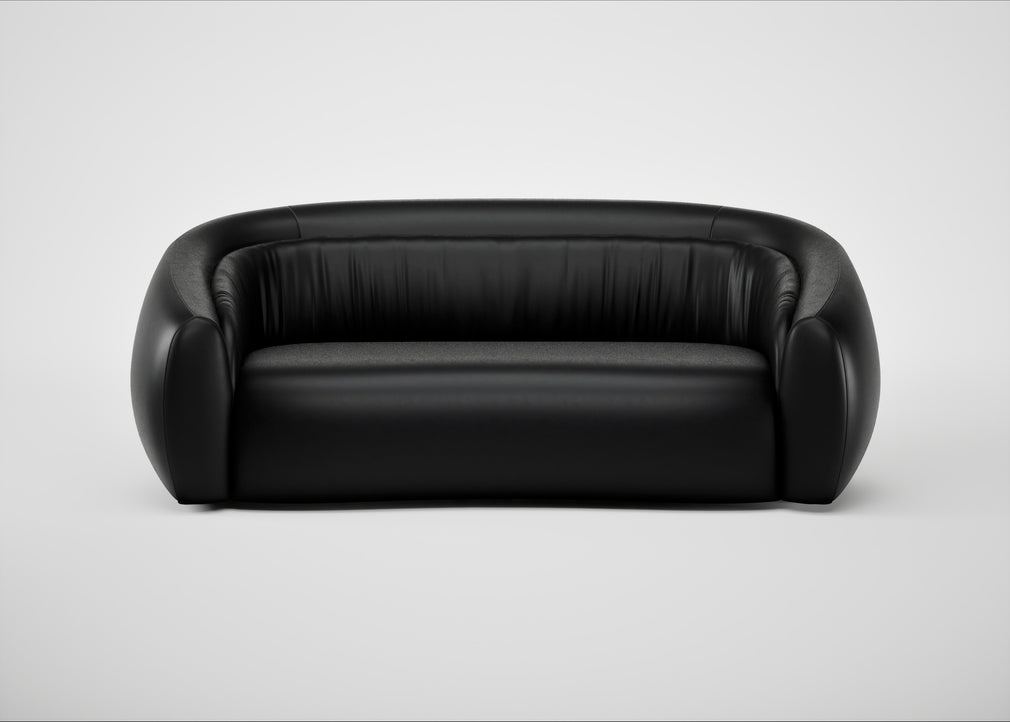 Flora 3 Seater Sofa Leather Stonewash Black 263