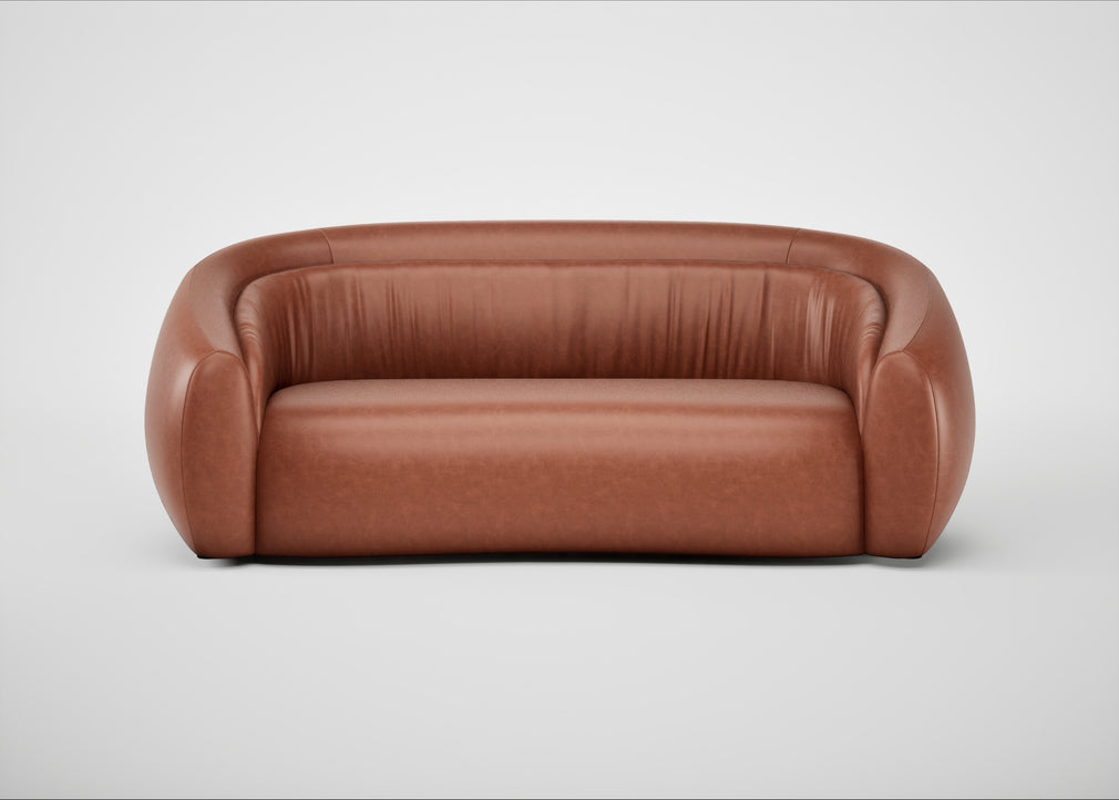 Flora 3 Seater Sofa Leather Stonewash Light Brown 274