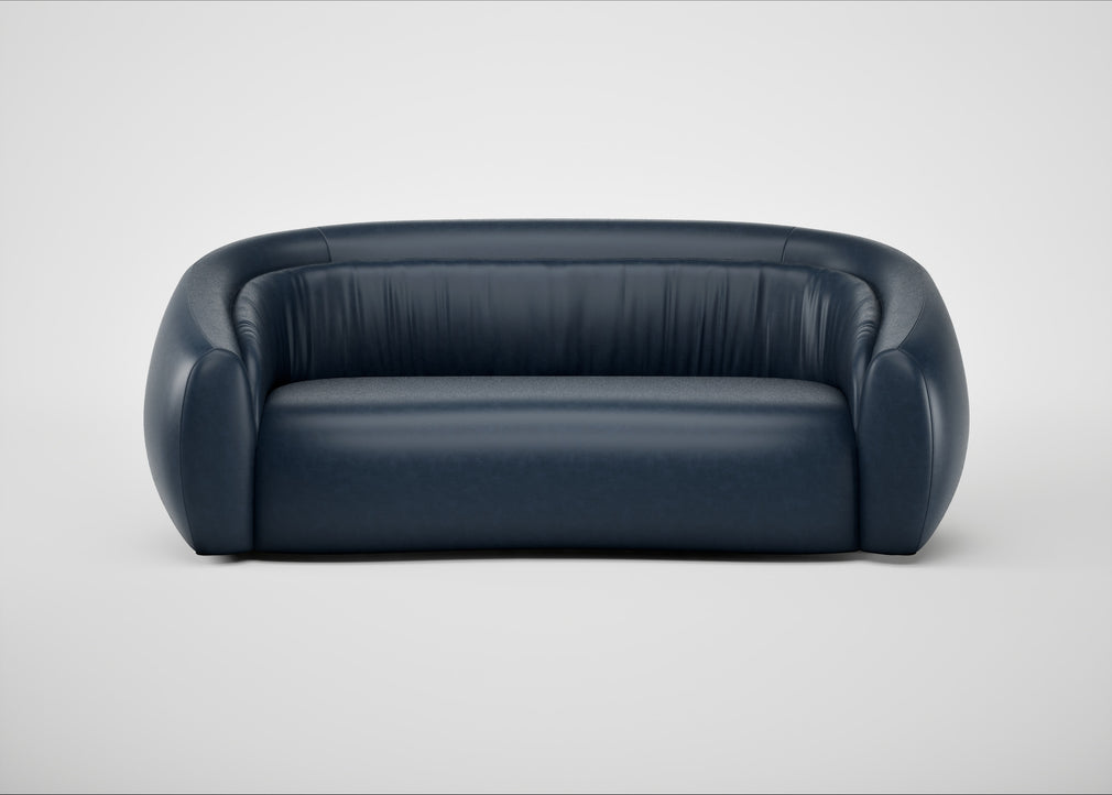 Flora 3 Seater Sofa Leather Stonewash Navy Blue 279