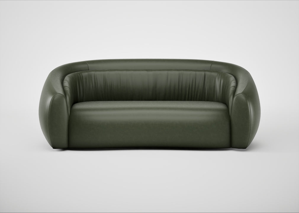 Flora 3 Seater Sofa Leather Stonewash Vintage Green 278