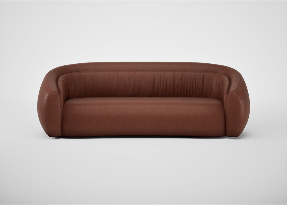 Flora 4 Seater Sofa Leather Grain Dark Brown 068