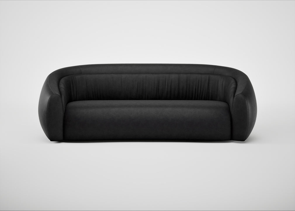 Flora 4 Seater Sofa Leather Grain Graphite 063