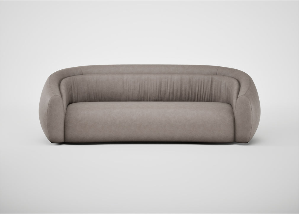 Flora 4 Seater Sofa Leather Grain Light Grey 060
