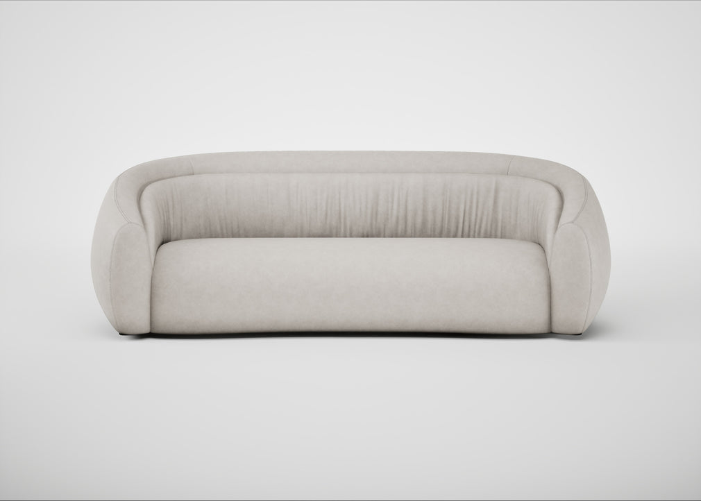 Flora 4 Seater Sofa Leather Grain White 000