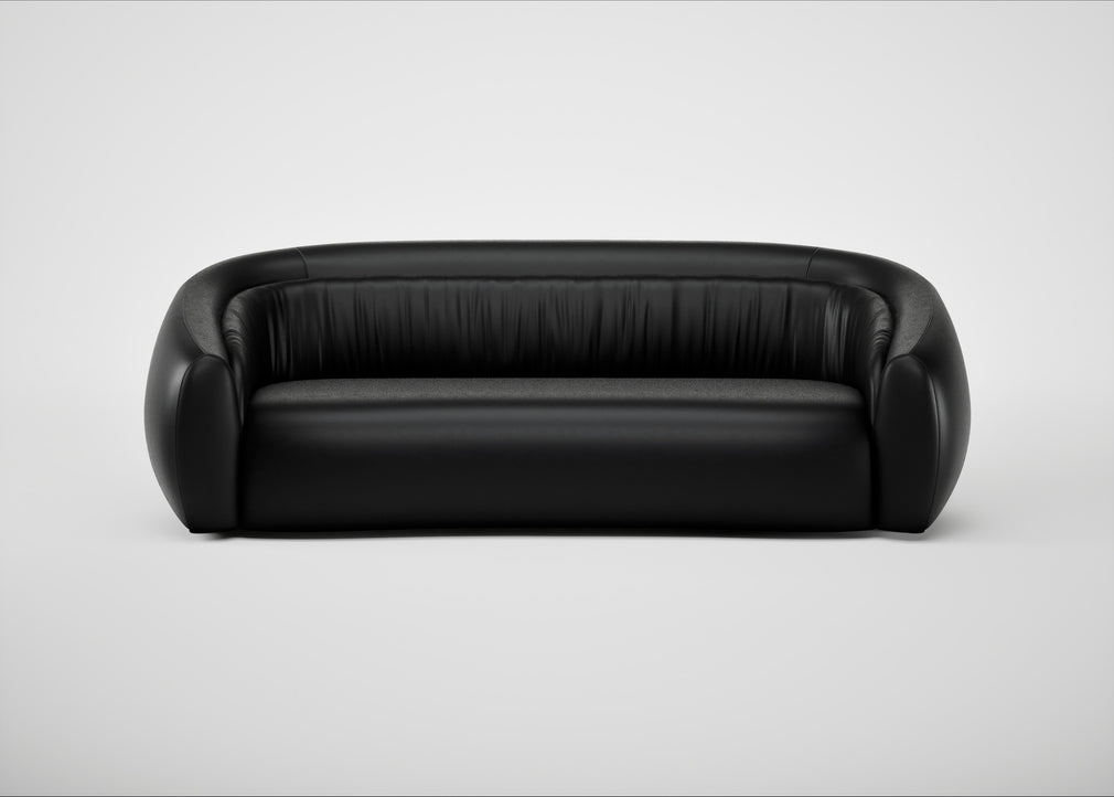 Flora 4 Seater Sofa Leather Stonewash Black 263