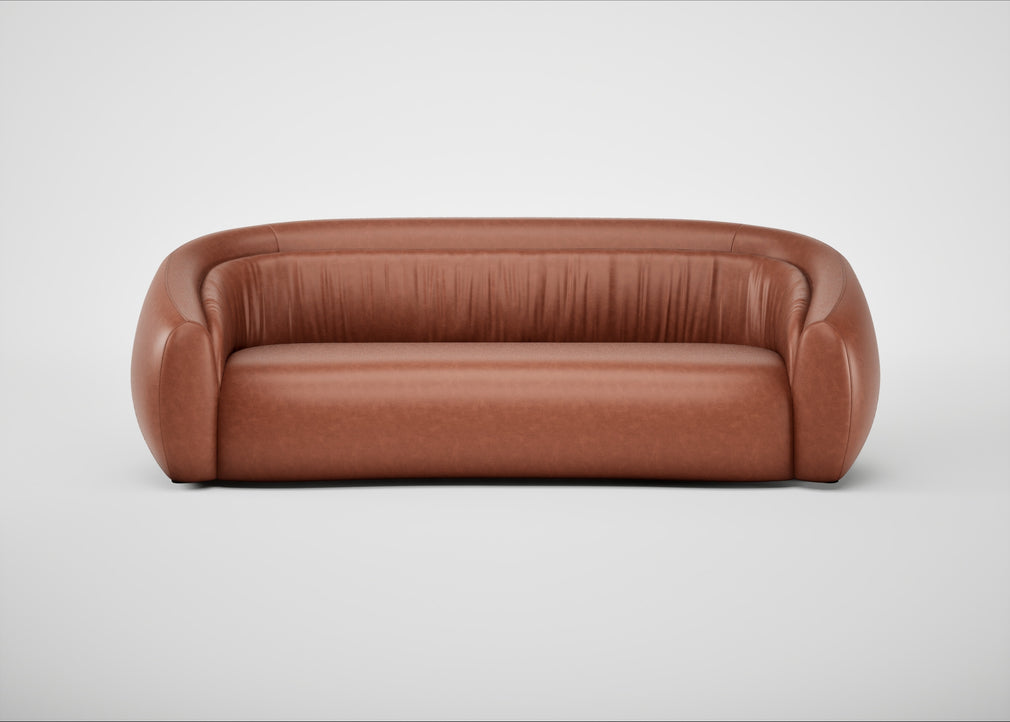 Flora 4 Seater Sofa Leather Stonewash Light Brown 274