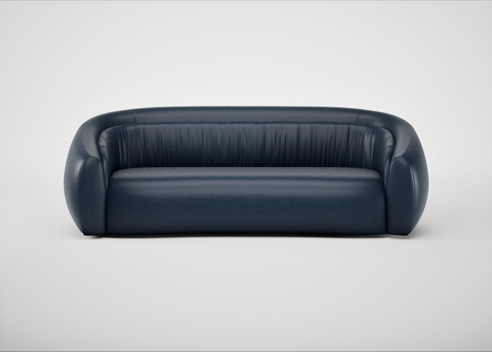 Flora 4 Seater Sofa Leather Stonewash Navy Blue 279