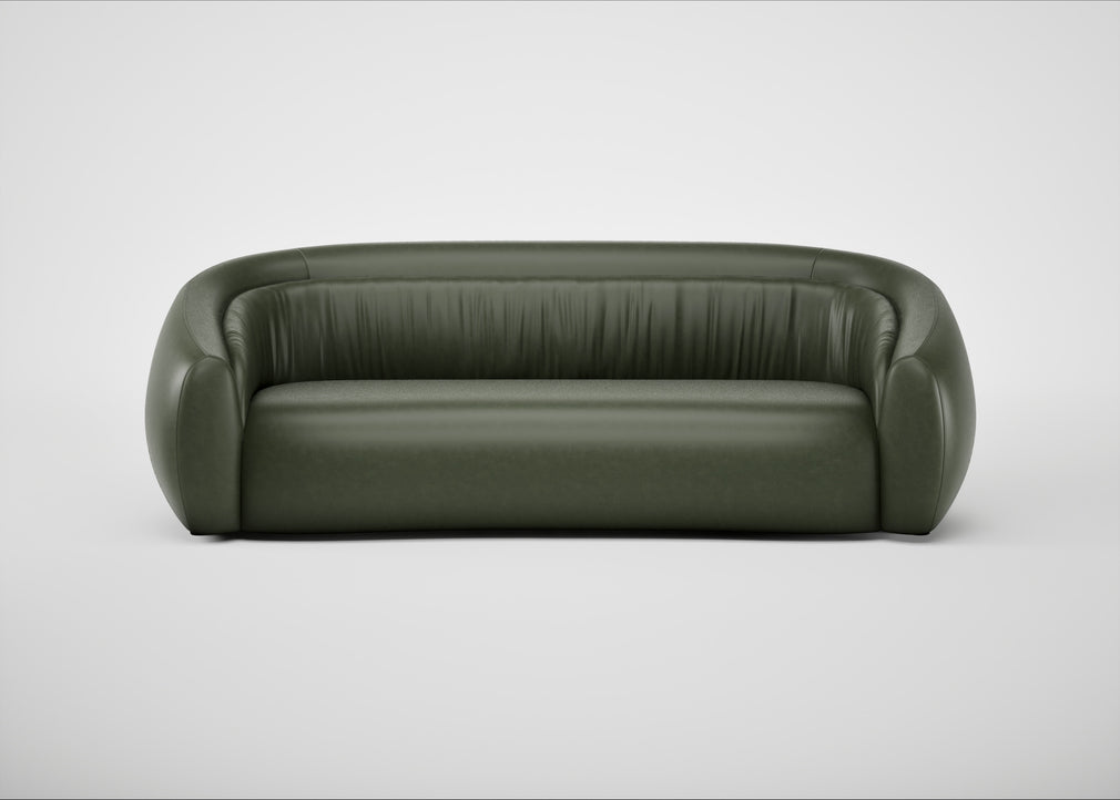 Flora 4 Seater Sofa Leather Stonewash Vintage Green 278