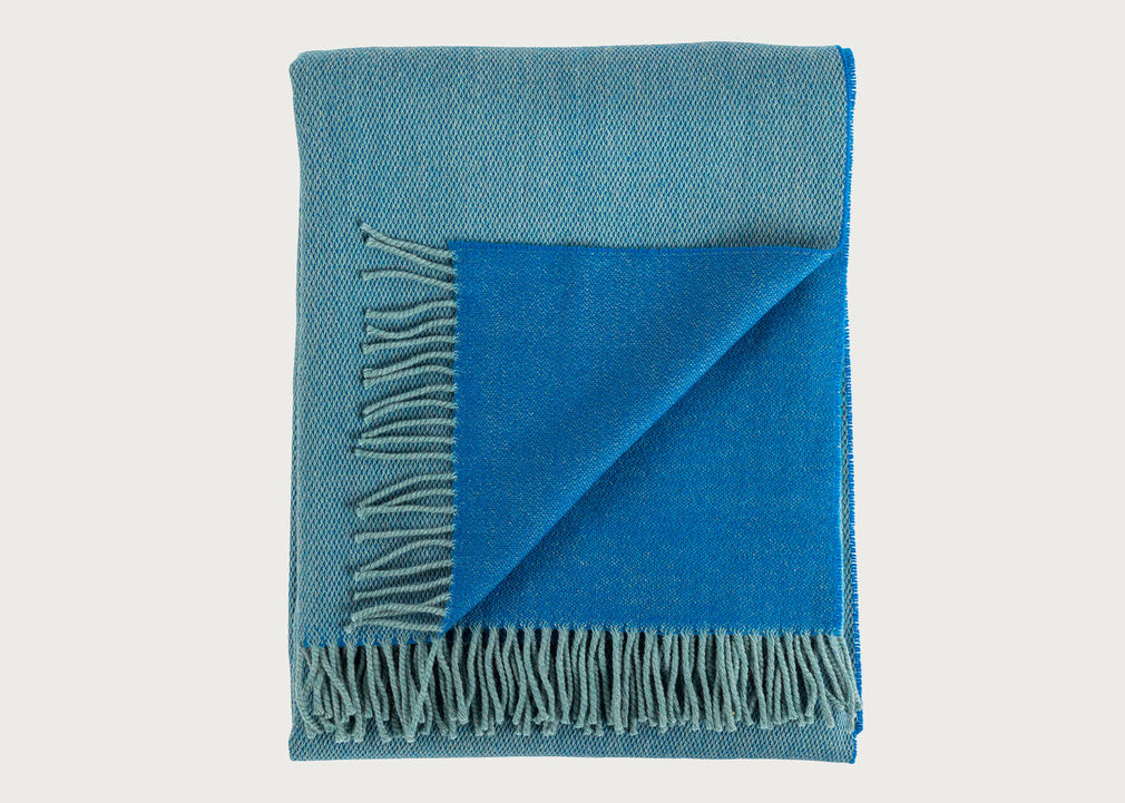 Two Tone Merino Throw Cobalt